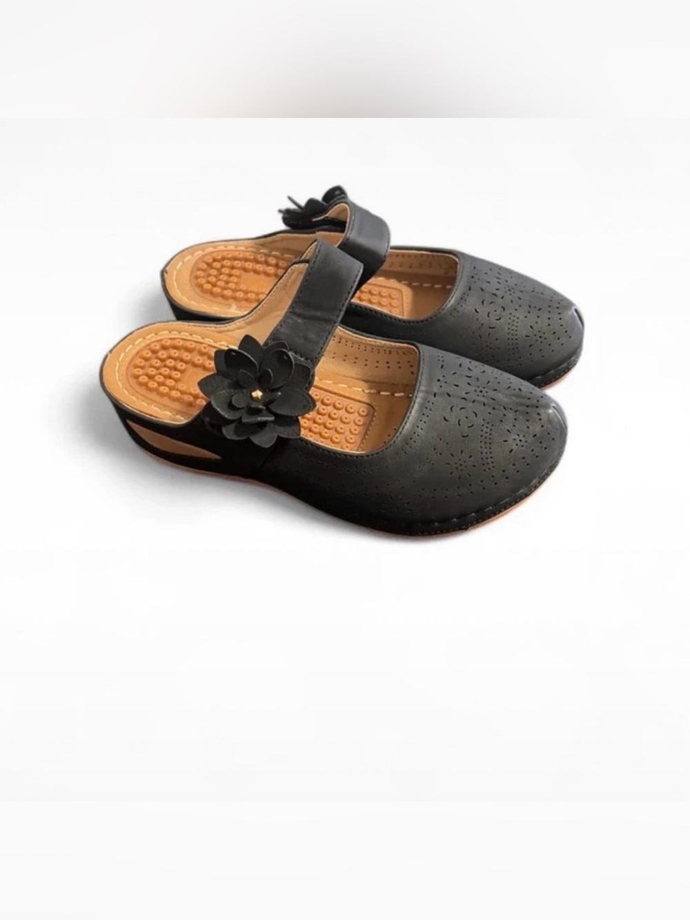 Women's Black Floral Mary Jane Clog Mule